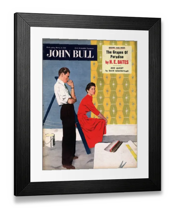 Framed Print : John Bull 1956 1950s UK diy wallpapering decorating magazines do it yourself Framed Print : John Bull 1956 1950s UK diy wallpapering decorating magazines do it yourself