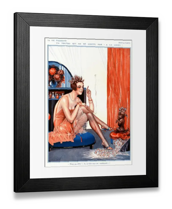 Framed Print : La Vie Parisienne 1920s France cc illustrations glamour dogs curlers begging tricks Framed Print : La Vie Parisienne 1920s France cc illustrations glamour dogs curlers begging tricks