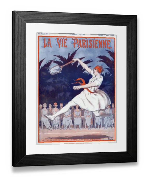 Framed Print : La Vie Parisienne 1923 1920s France A Vallee illustrations tennis
