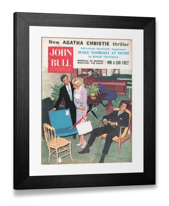 Framed Print : John Bull 1958 1950s UK furniture shopping shops magazines