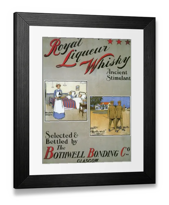 Framed Print : Royal Liqueurs 1909 1900s UK whisky alcohol whiskey advert Scotch nurses Framed Print : Royal Liqueurs 1909 1900s UK whisky alcohol whiskey advert Scotch nurses