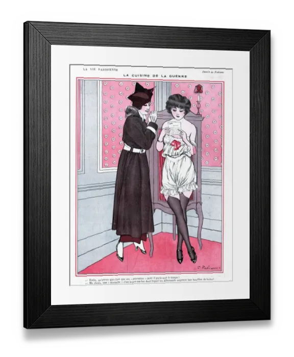 Framed Print : La Vie Parisienne 1910s France glamour erotica underwear affairs valentines reading