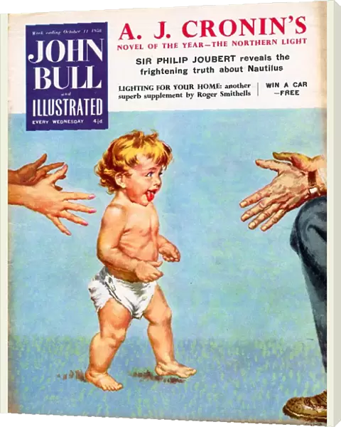 John Bull 1958 1950s UK babies first steps learning to walk magazines baby