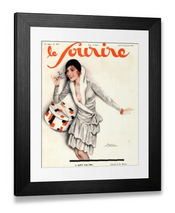 Framed Print : Le Sourire 1929 1920s France mistletoe womens magazines Framed Print : Le Sourire 1929 1920s France mistletoe womens magazines