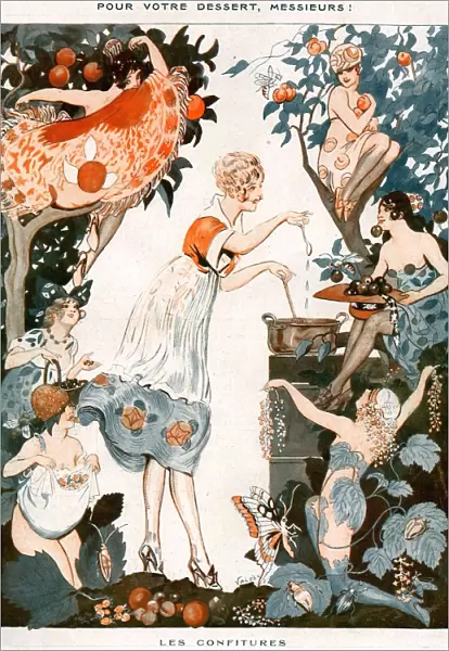 La Vie Parisienne 1919 1910s France Valdes illustrations erotica fruit making jam