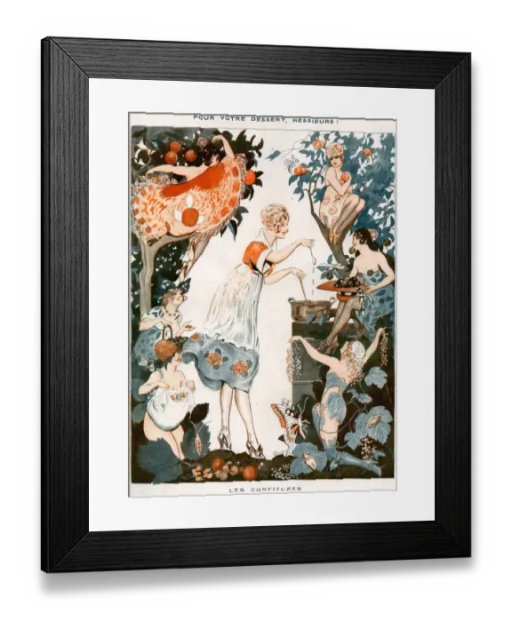 Framed Print : La Vie Parisienne 1919 1910s France Valdes illustrations erotica fruit making jam