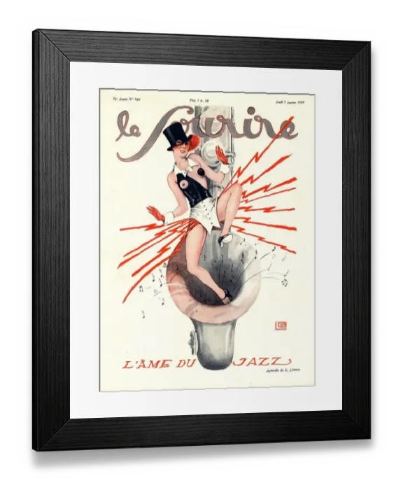 Framed Print : Le Sourire 1920s France glamour music saxophones erotica magazines Framed Print : Le Sourire 1920s France glamour music saxophones erotica magazines