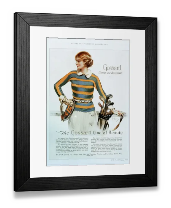 Framed Print : Gossard 1920s USA womens underwear golf Framed Print : Gossard 1920s USA womens underwear golf