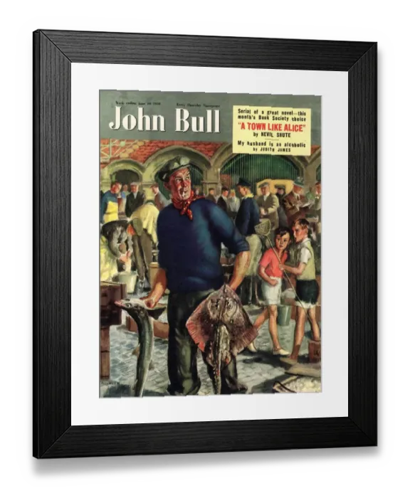Framed Print : John Bull 1950s UK nautical fish fishing fisherman magazines