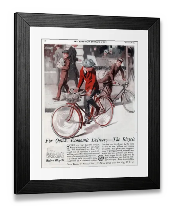 Framed Print : 1920s USA bicycles bikes cycling cycles Framed Print : 1920s USA bicycles bikes cycling cycles