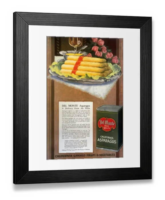 Framed Print : Del Monte 1920s USA asparagus california vegetables Framed Print : Del Monte 1920s USA asparagus california vegetables