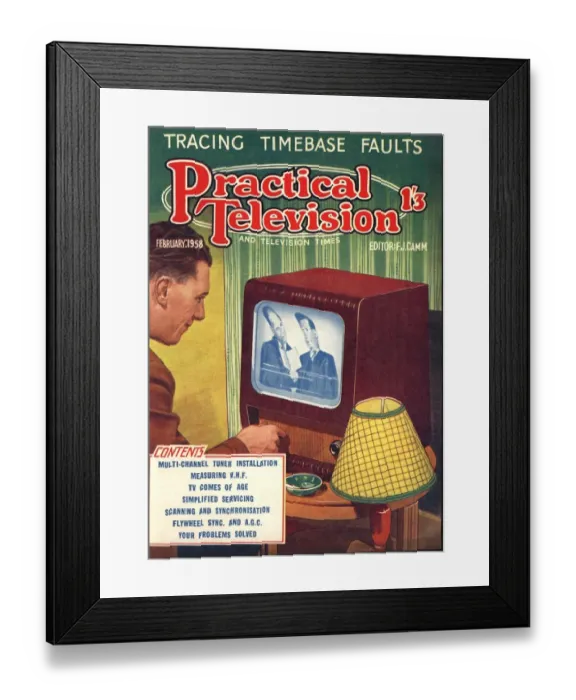 Framed Print : Practical Television 1950s UK televisions diy magazines do it yourself