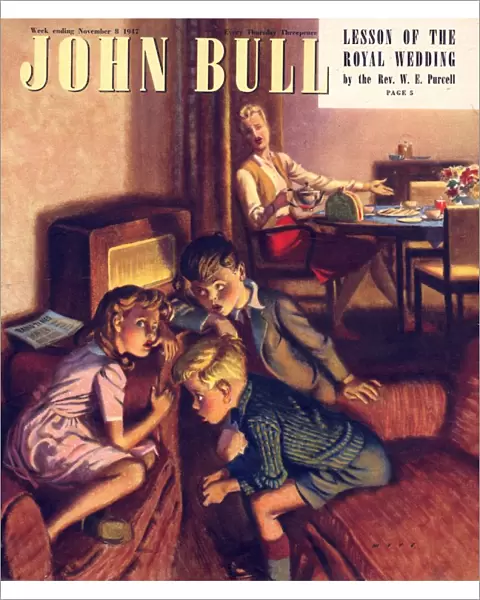 John Bull 1947 1940s UK teatime tea time listening to the radios mothers magazines family