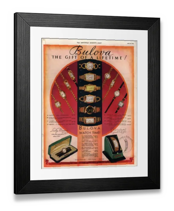Framed Print : Bulova 1920s USA watches