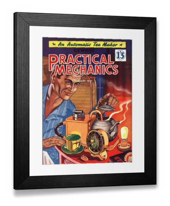 Framed Print : Practical Mechanics 1950s UK diy breakfast kettles tea makers magazines gadgets do