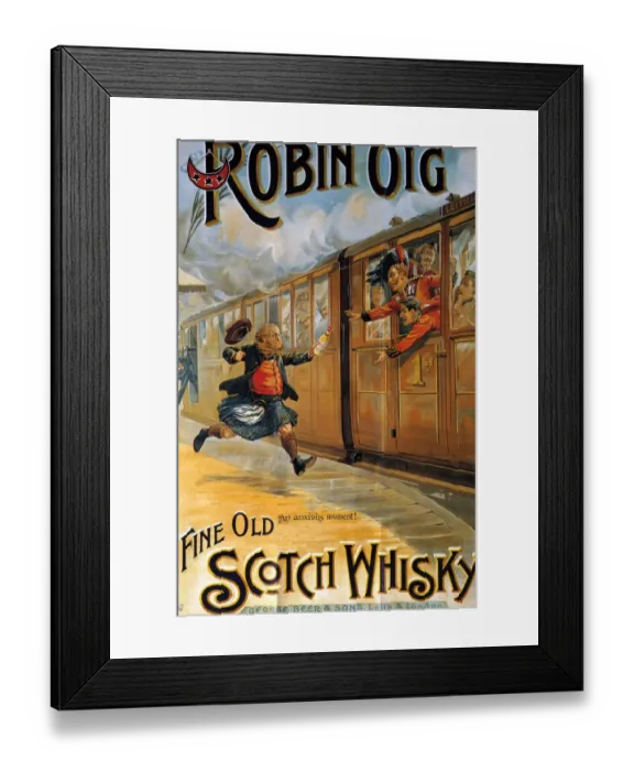 Framed Print : Robin Oig 1898 1890s UK whisky alcohol whiskey advert Scottish Scotch stations trains Framed Print : Robin Oig 1898 1890s UK whisky alcohol whiskey advert Scottish Scotch stations trains