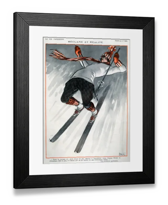 Framed Print : La Vie Parisienne 1924 1920s France A Vallee illustrations skiing accidents disasters Framed Print : La Vie Parisienne 1924 1920s France A Vallee illustrations skiing accidents disasters