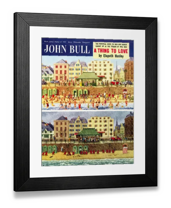 Framed Print : John Bull 1950s UK holidays seasons weather beaches seaside sea raining storms swimming Framed Print : John Bull 1950s UK holidays seasons weather beaches seaside sea raining storms swimming