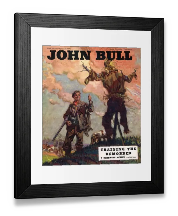 Framed Print : John Bull 1946 1940s UK hunting guns farmers farming scarecrows magazines farms Framed Print : John Bull 1946 1940s UK hunting guns farmers farming scarecrows magazines farms