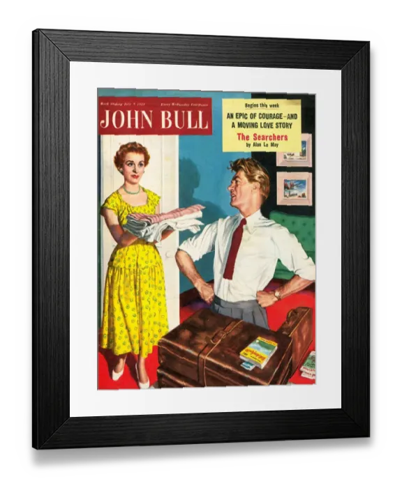 Framed Print : John Bull 1950s UK holidays packing luggage magazines Framed Print : John Bull 1950s UK holidays packing luggage magazines