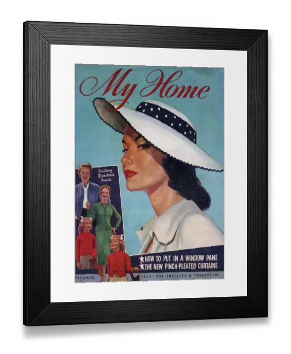 Framed Print : My Home 1956 1950s USA magazines womens hats portraits Framed Print : My Home 1956 1950s USA magazines womens hats portraits