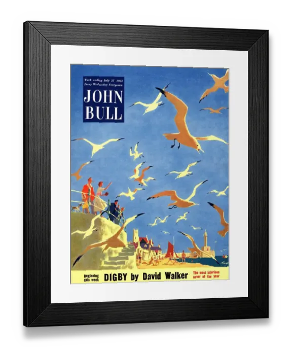 Framed Print : John Bull 1953 1950s UK holidays seaside beaches seagulls magazines Framed Print : John Bull 1953 1950s UK holidays seaside beaches seagulls magazines