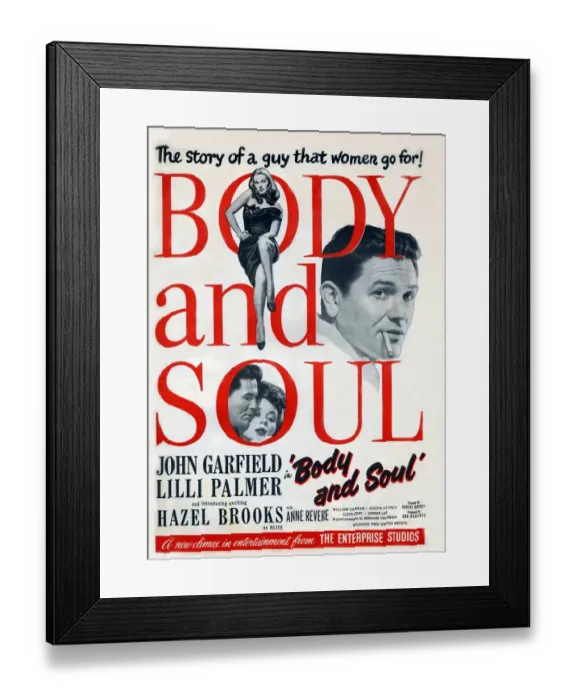 Framed Print : Body and Soul 1947 1940s UK John Garfield, Lilli Palmer Framed Print : Body and Soul 1947 1940s UK John Garfield, Lilli Palmer