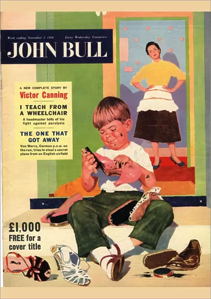 John Bull 1956 1950s UK polishing shoes cleaning housewives housewife products magazines