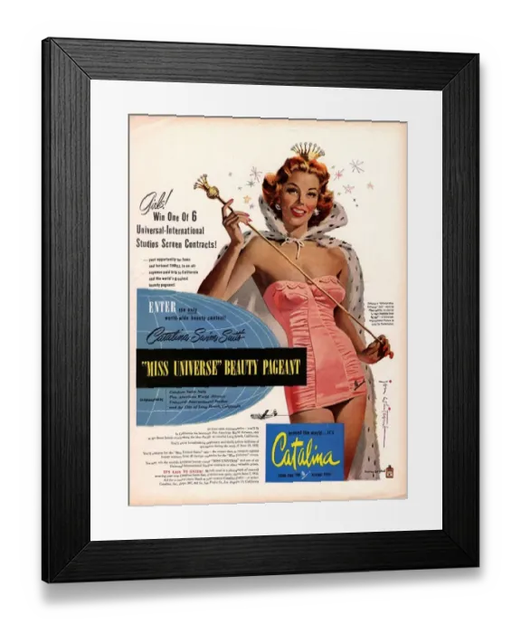 Framed Print : 1950s USA catalina womens swimming costumes swimwear swim suits beauty pageants bathing