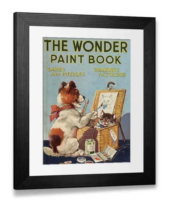 Framed Print : The Wonder Paint Book 1950s UK mcitnt dogs cats puzzles painting childrens childrens Framed Print : The Wonder Paint Book 1950s UK mcitnt dogs cats puzzles painting childrens childrens