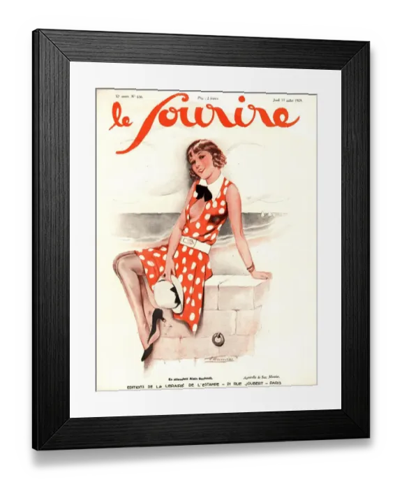 Framed Print : Le Sourire 1920s France holidays glamour seaside sunbathing relaxing magazines Framed Print : Le Sourire 1920s France holidays glamour seaside sunbathing relaxing magazines