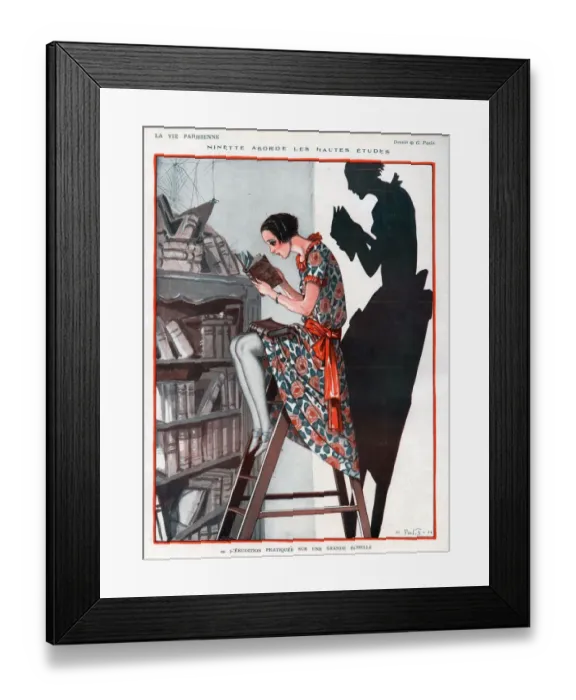 Framed Print : La Vie Parisienne 1924 1920s France Georges Pavis illustrations reading books library Framed Print : La Vie Parisienne 1924 1920s France Georges Pavis illustrations reading books library
