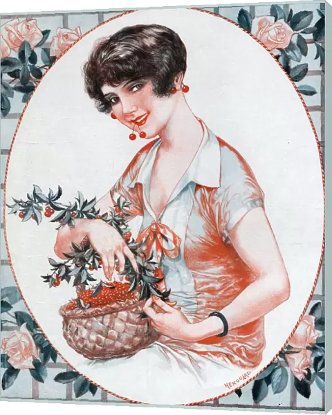 Le Sourire 1929 1920s France womens portraits flowers berries cherries illustrations