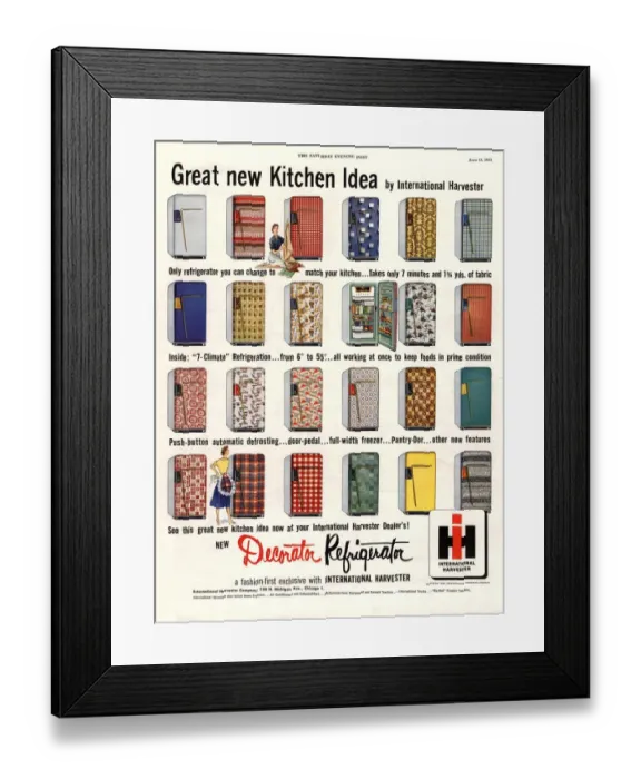 Framed Print : 1953 1950s USA fridges international harvester appliances refridgerators refrigerators Framed Print : 1953 1950s USA fridges international harvester appliances refridgerators refrigerators