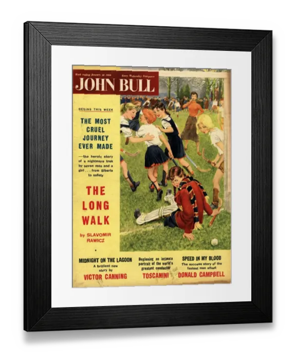 Framed Print : John Bull 1956 1950s UK hockey magazines