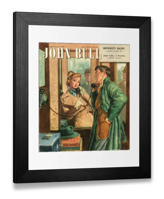 Framed Print : John Bull 1949 1940s UK love magazines