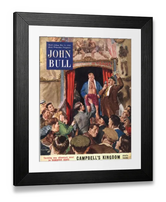Framed Print : John Bull 1952 1950s UK boxing boxers fairs showmen booths magazines funfairs Framed Print : John Bull 1952 1950s UK boxing boxers fairs showmen booths magazines funfairs