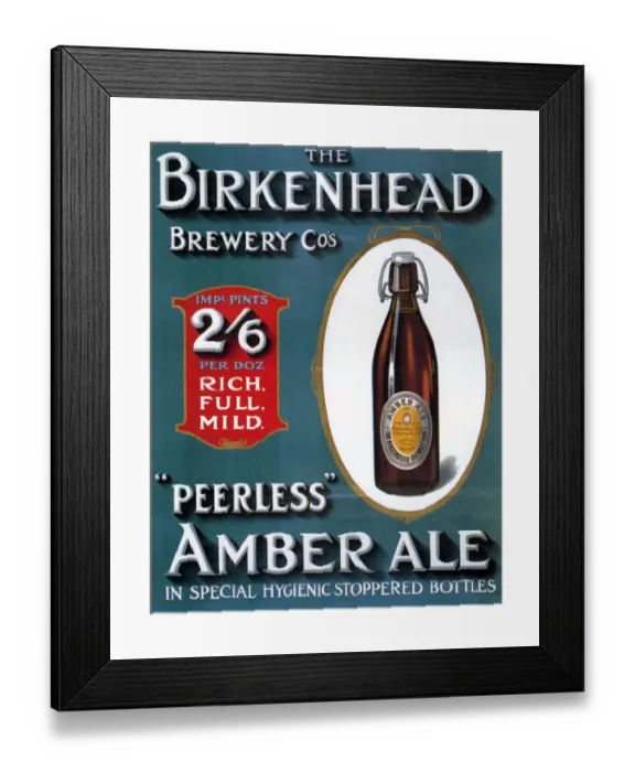 Framed Print : Birkenhead 1910s UK alcohol beer Amber Ale advert Framed Print : Birkenhead 1910s UK alcohol beer Amber Ale advert