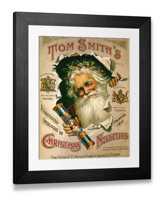 Framed Print : Tom Smiths 1900s UK mcitnt crackers novelties father Santa adverts advertising Christmas Framed Print : Tom Smiths 1900s UK mcitnt crackers novelties father Santa adverts advertising Christmas