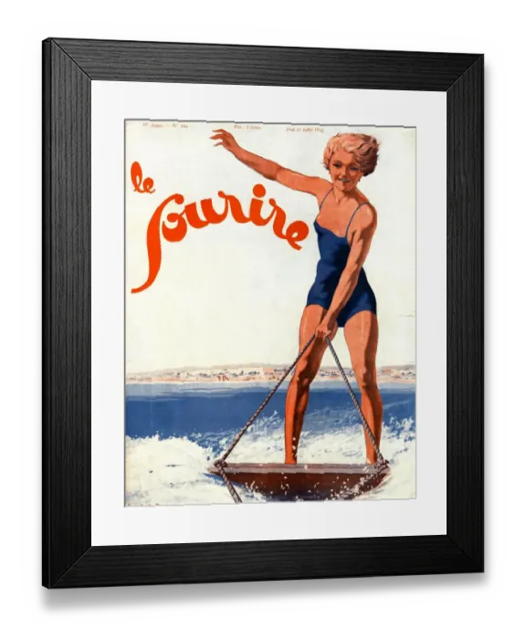 Framed Print : Le Sourire 1932 1930s France water ski magazines Framed Print : Le Sourire 1932 1930s France water ski magazines