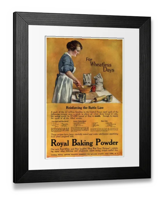 Framed Print : 1918 1910s USA cooking royal baking powder wheatless housewives housewife Framed Print : 1918 1910s USA cooking royal baking powder wheatless housewives housewife