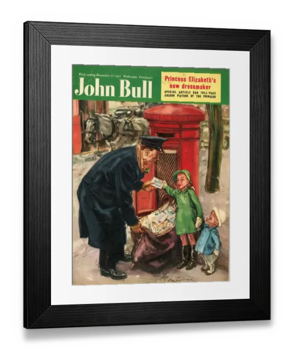 Framed Print : John Bull 1950s UK postman postmen post-boxes magazines pillar boxes Framed Print : John Bull 1950s UK postman postmen post-boxes magazines pillar boxes