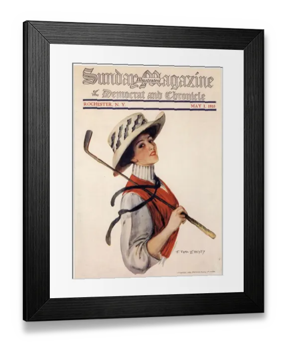 Framed Print : Sunday Magazine 1910s USA golf womens hats portraits magazines