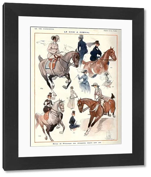 La Vie Parisienne 1922 1920s France L Vallet illustrations horses women woman riding