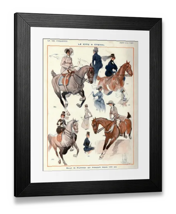 Framed Print : La Vie Parisienne 1922 1920s France L Vallet illustrations horses women woman riding Framed Print : La Vie Parisienne 1922 1920s France L Vallet illustrations horses women woman riding