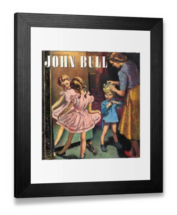 Framed Print : John Bull 1948 1940s UK dressing up combing hair magazines Framed Print : John Bull 1948 1940s UK dressing up combing hair magazines