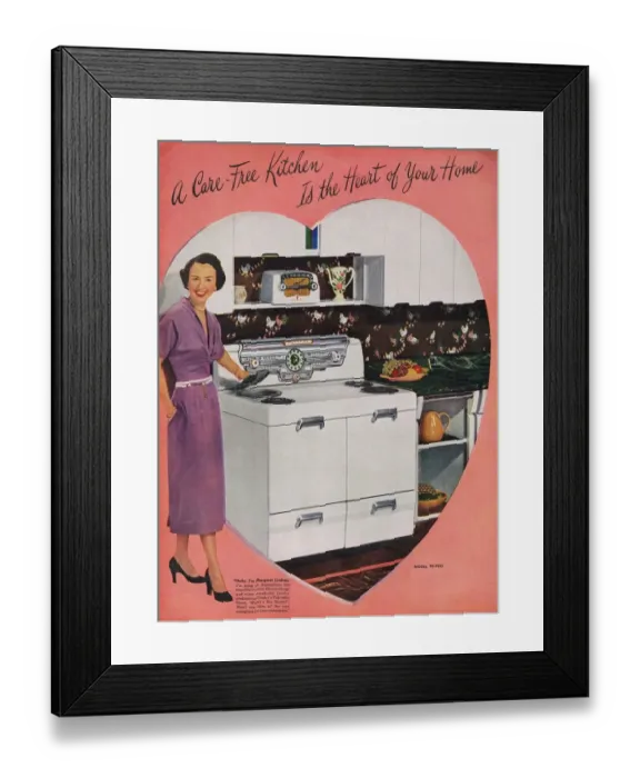 Framed Print : Crosleys 1950s UK cookers kitchens housewife housewives Framed Print : Crosleys 1950s UK cookers kitchens housewife housewives