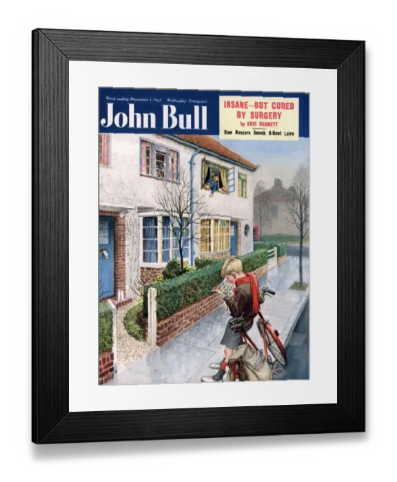 Framed Print : John Bull 1950s UK reading comics newspaper boy Framed Print : John Bull 1950s UK reading comics newspaper boy