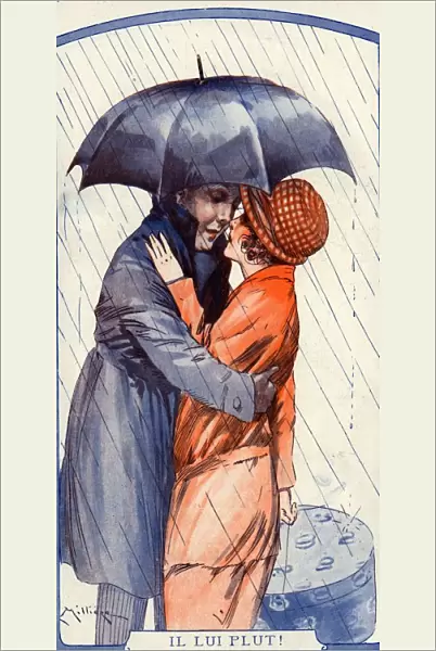 La Vie Parisienne 1923 1920s France Maurice Milliere illustrations raining umbrellas