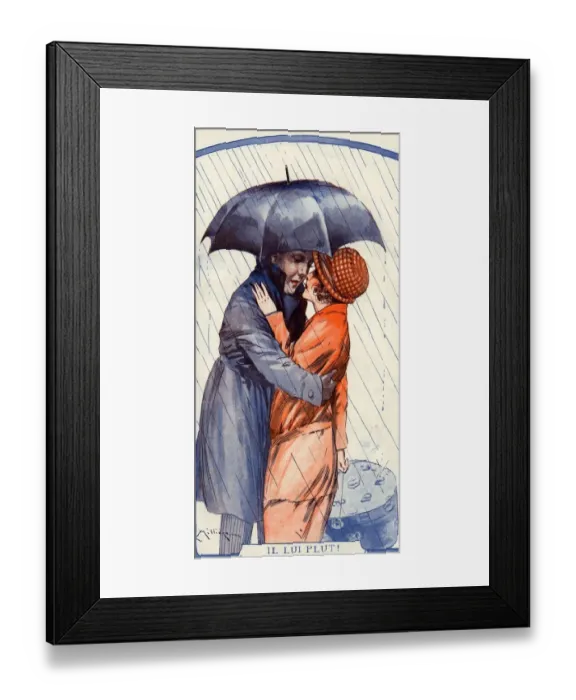 Framed Print : La Vie Parisienne 1923 1920s France Maurice Milliere illustrations raining umbrellas Framed Print : La Vie Parisienne 1923 1920s France Maurice Milliere illustrations raining umbrellas